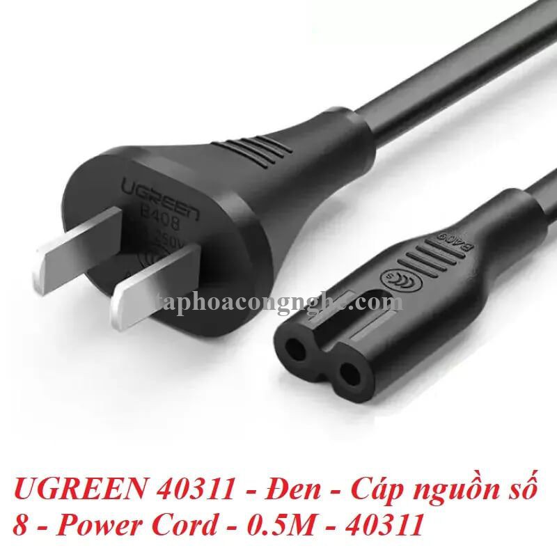Ugreen 40311 0.5m Màu Đen Dây nguồn sạc số 8 CD159 30040311